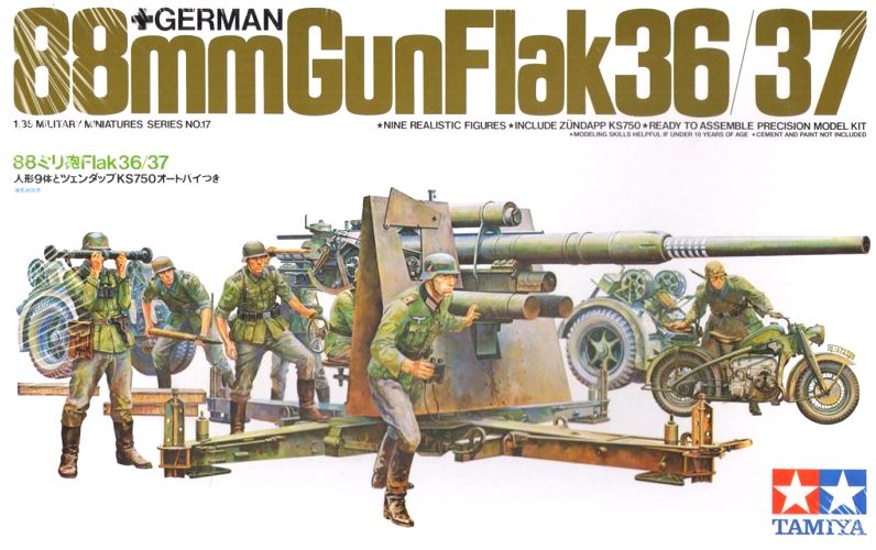 German 88mm Gun FlaK 36/37 + Figures - TAMIYA 1/35