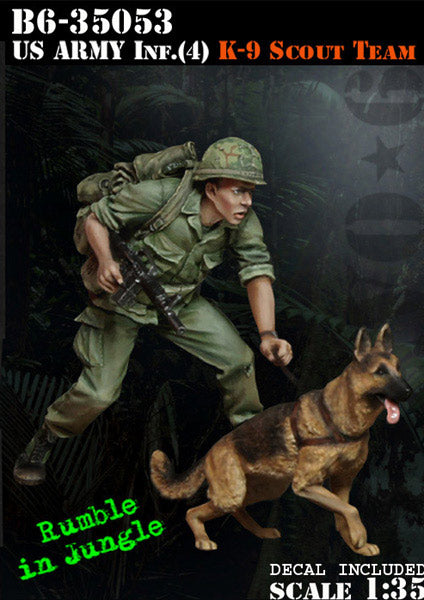 US Army Infantry (4) K-9 Scout with dog - Bravo 6 1/35