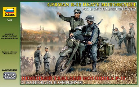 German R-12 Heavy Motorcycle with Rider and officer - ZVEZDA 1/35
