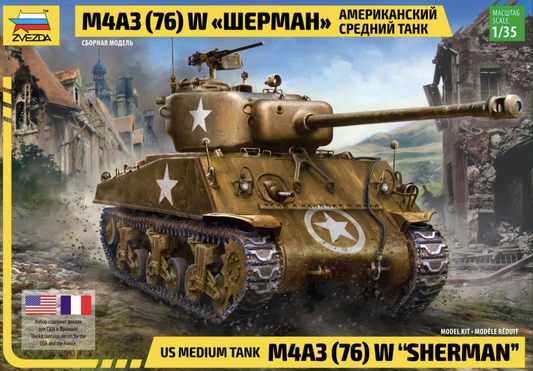 M4A3 (76)W "Sherman" (France & Usa) U.S. Medium Tank - ZVEZDA 1/35