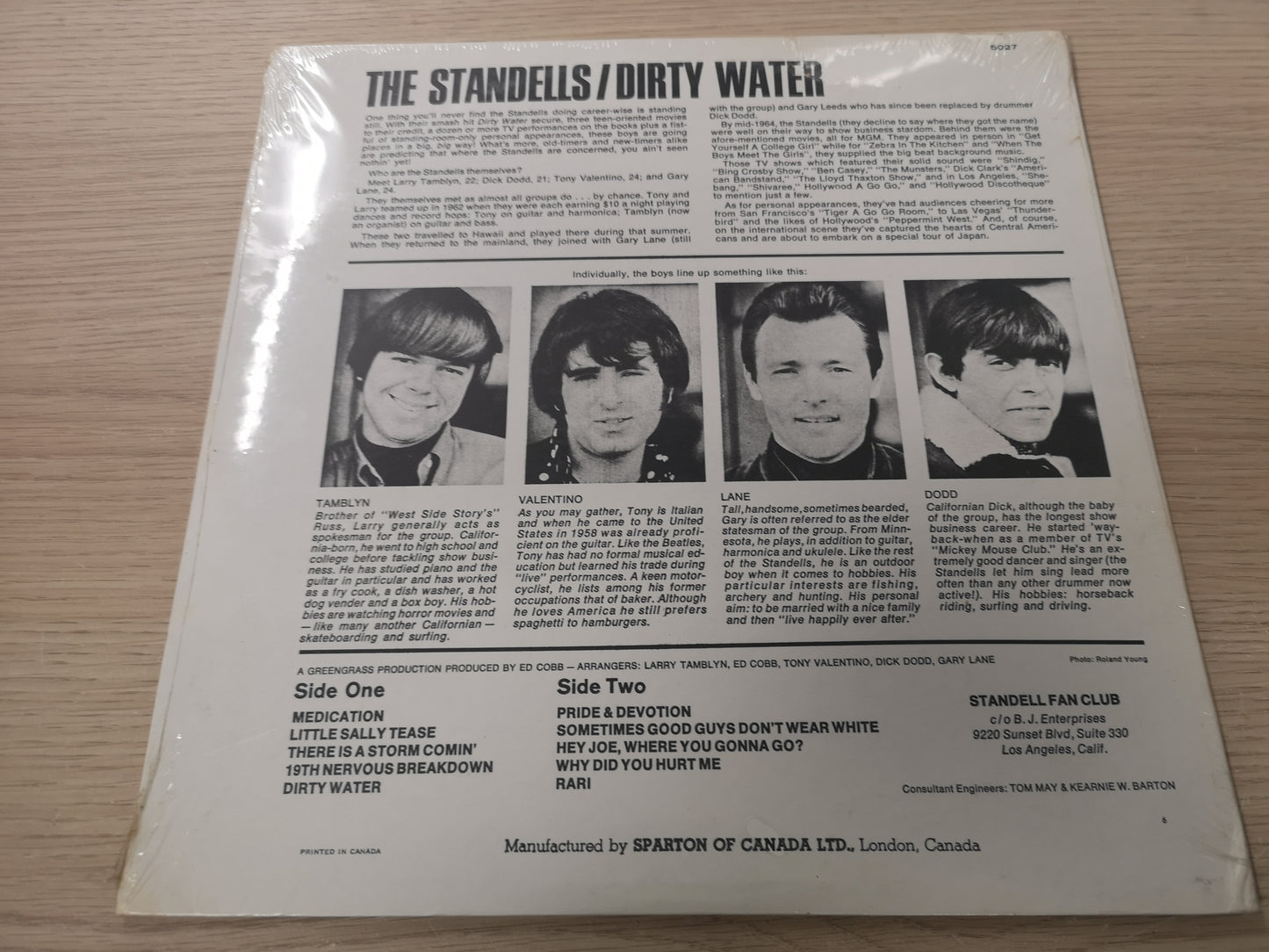 Standells "Dirty Water" Orig Canada Stereo 1966 Sealed