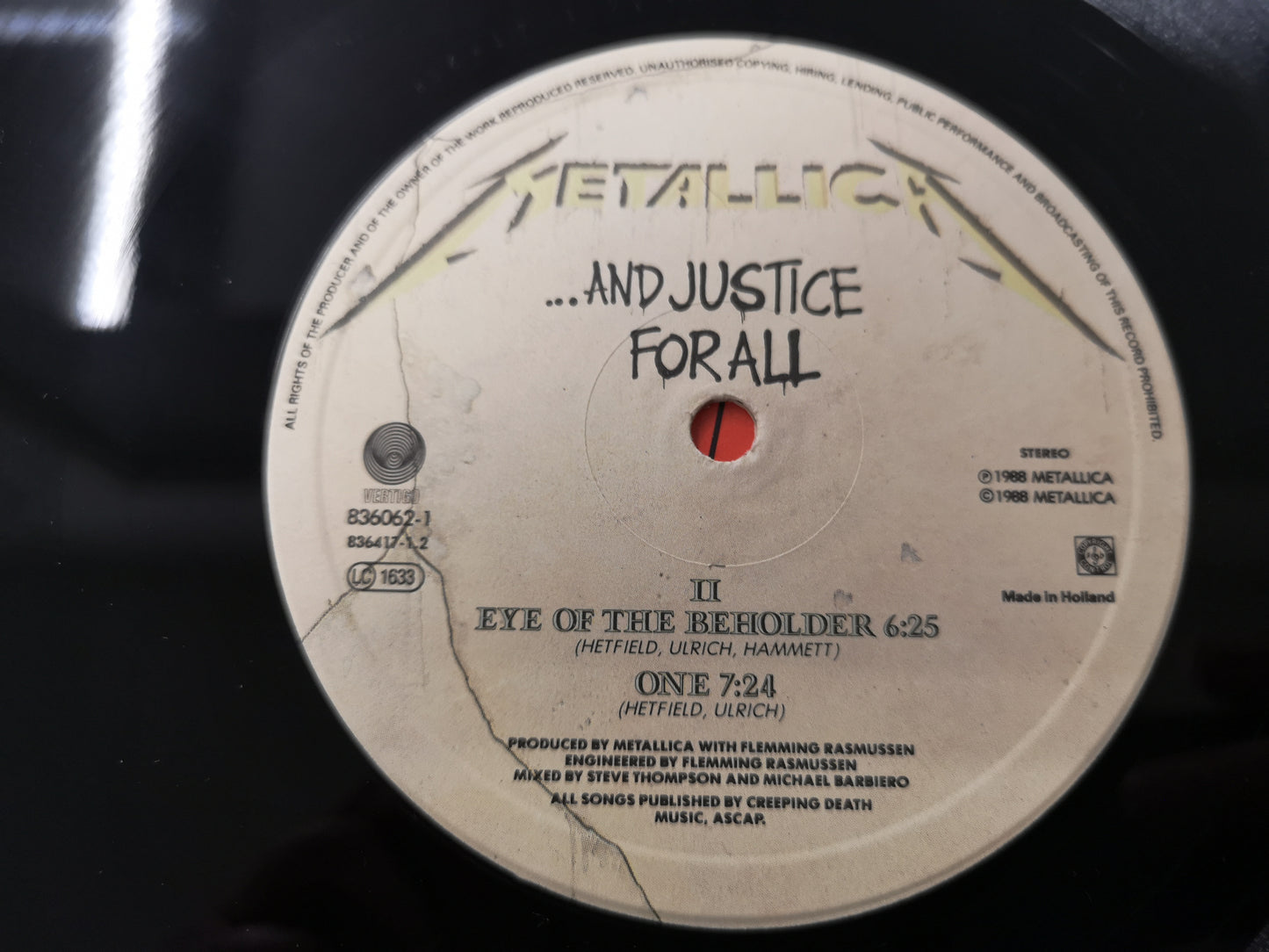 Metallica "...And Justice for All" Orig Holl 1988 M-/EX