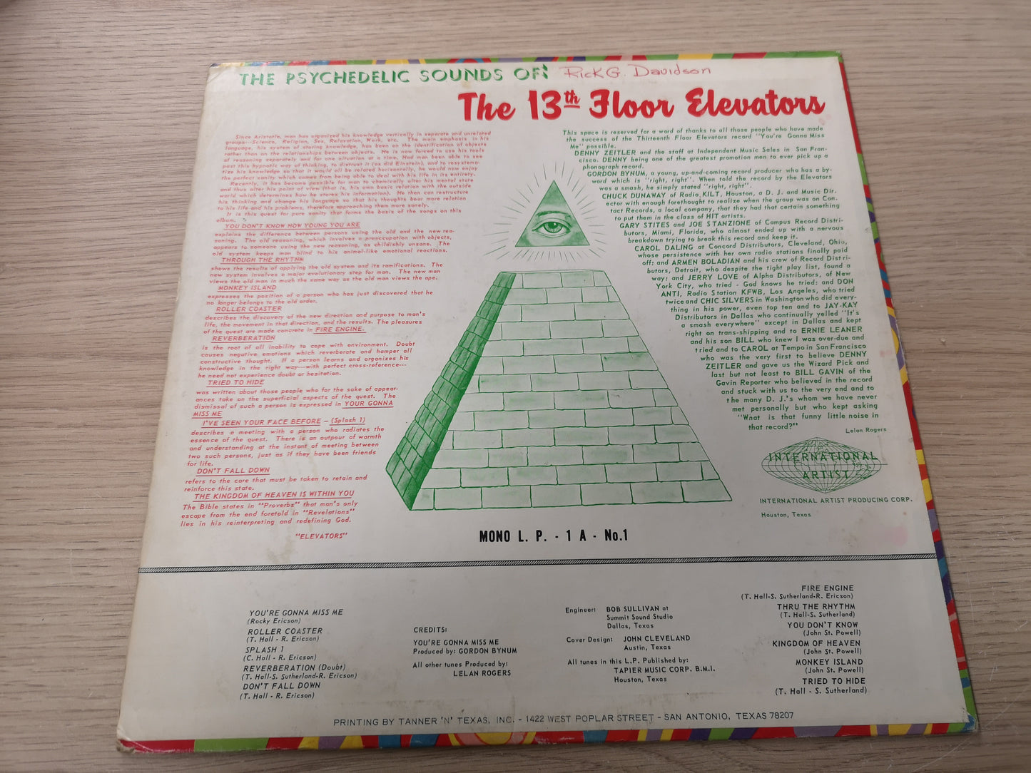 13th Floor Elevators "Psychedelic Sounds" Orig Us Stereo 1966