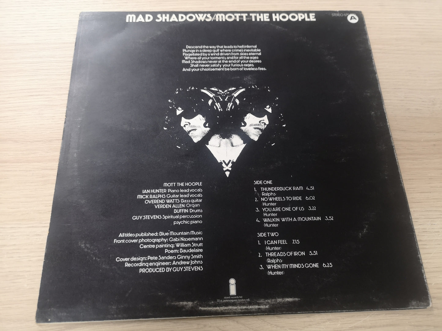 Mott the Hoople "Mad Shadows" Re Uk 1970/76 Vg+/Vg+