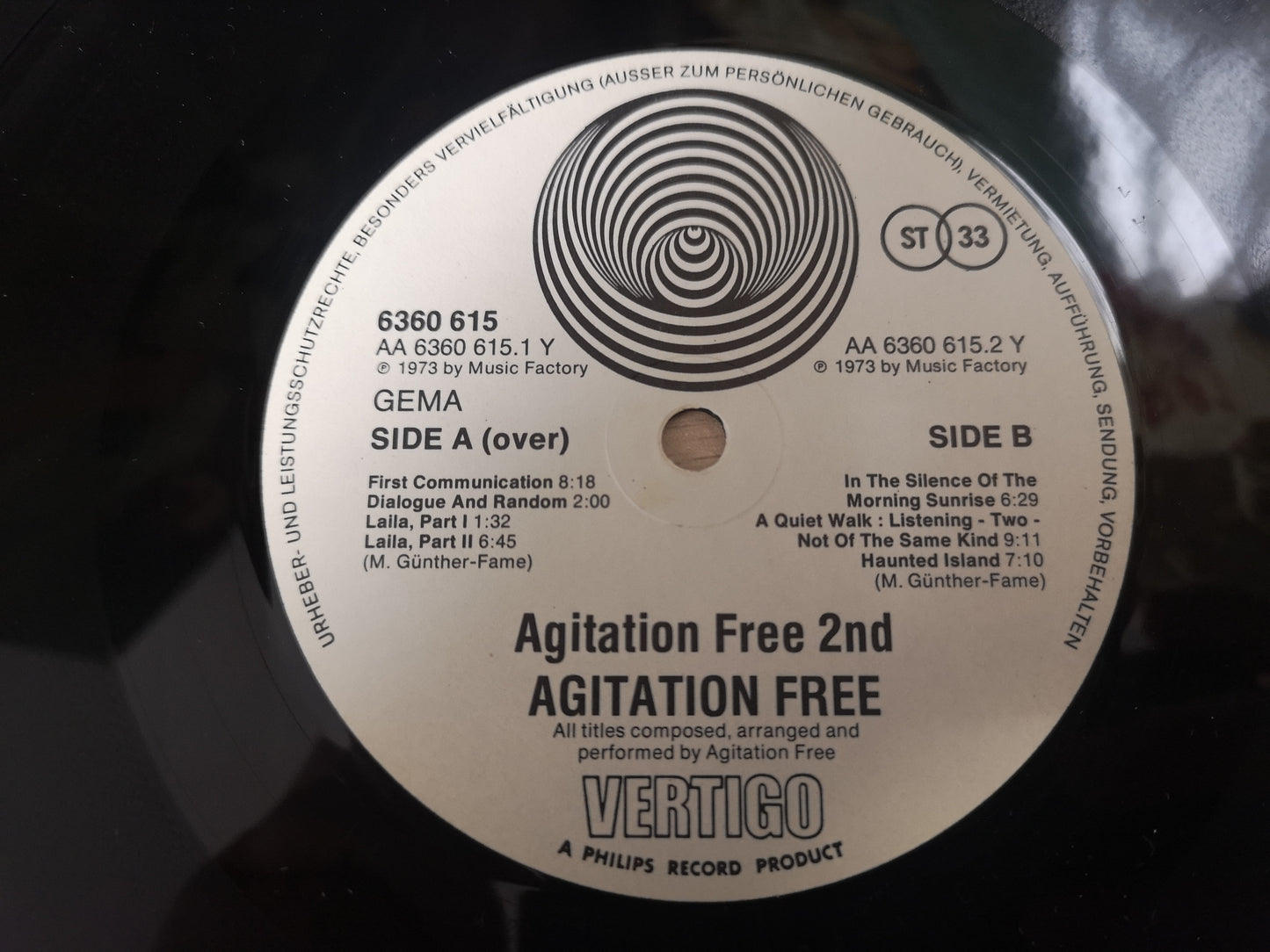 Agitation Free "2nd" Orig Ger 1973 Swirl EX/EX