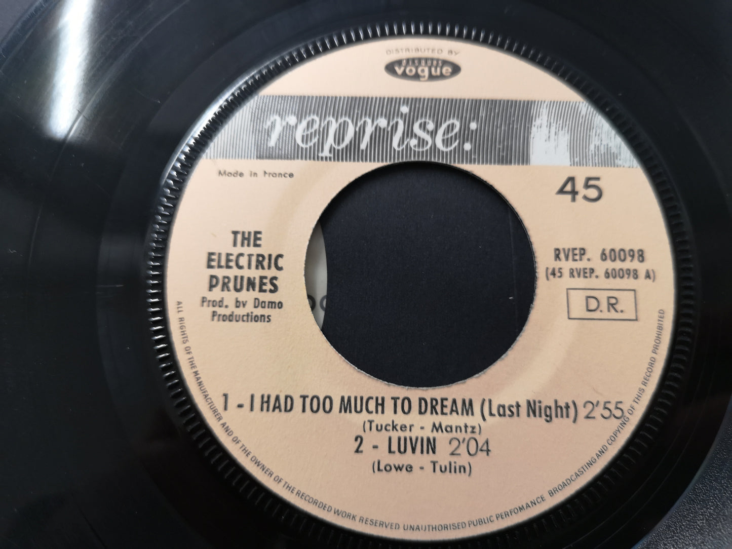 Electric Prunes "(I Had) too much to Dream" Orig Fr EP 1967 EX/VG+