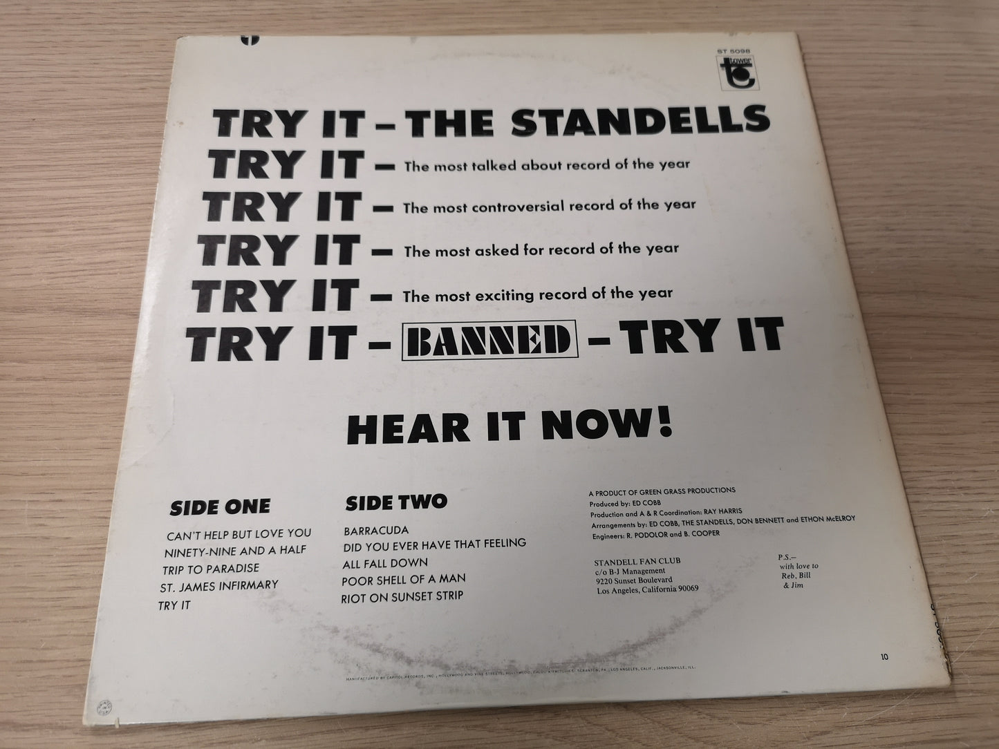 Standells "Try It" Orig Stereo US 1967 VG+/VG+