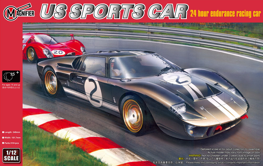 US Sports Car - Ford GT40 Mk II - TRUMPETER / MAGNIFIER 1/12
