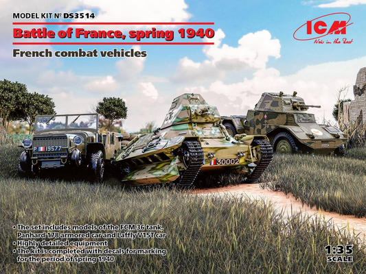 Battle of France, Spring 1940 (Laffly V15T, FCM 36, Panhard 178 AMD-35) - ICM 1/35