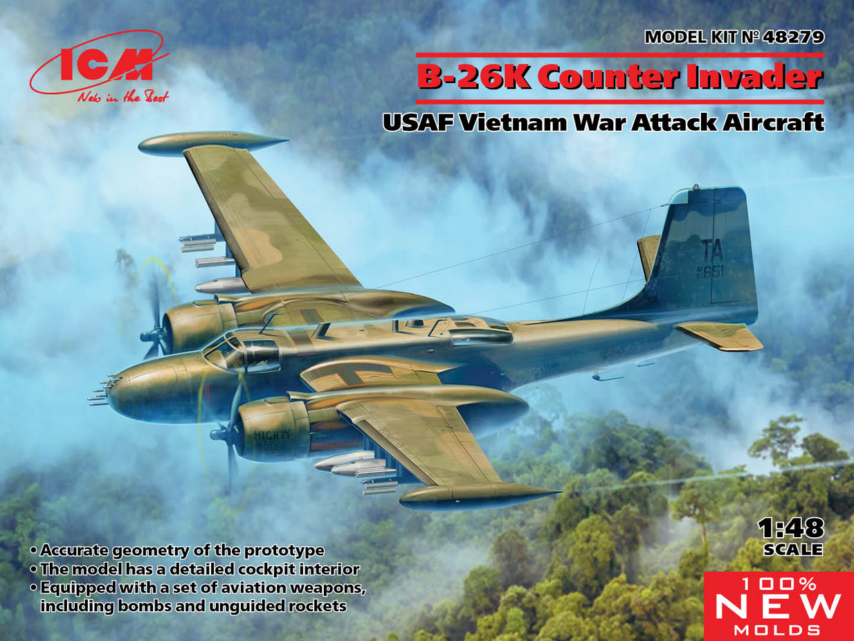Douglas B-26K Counter Invader USAF Vietnam War Attack Aircraft - ICM 1/48