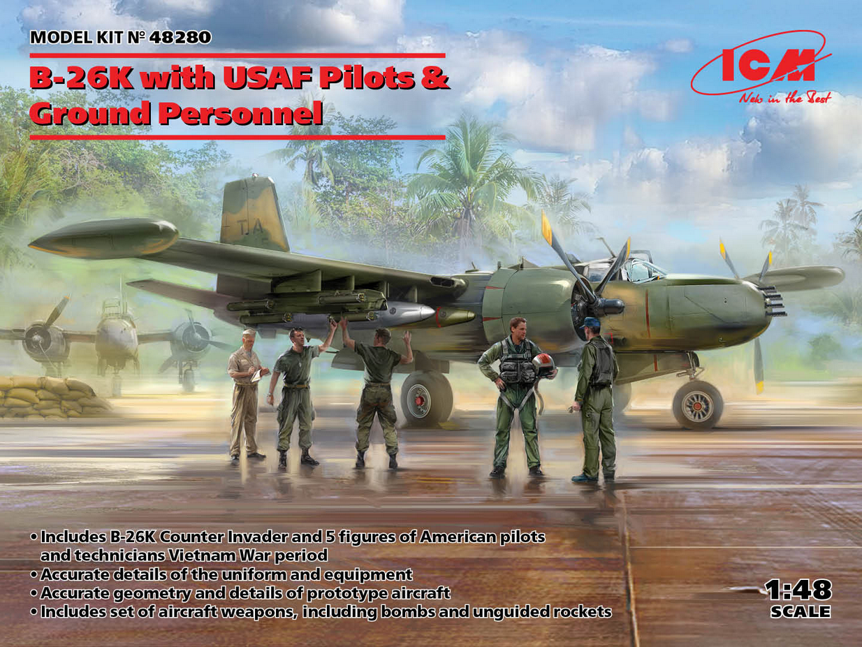Douglas B-26K Counter Invader with USAF Pilots & Ground Personnel - ICM 1/48