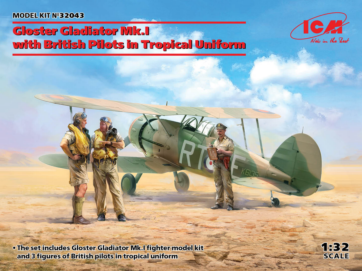 Gloster Gladiator MK.I with British Pilots in Tropical Uniform - ICM 1/32