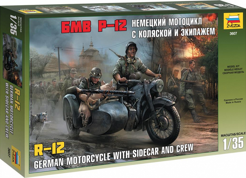 R-12 German Motorcycle with Sidecar and Crew - ZVEZDA 1/35