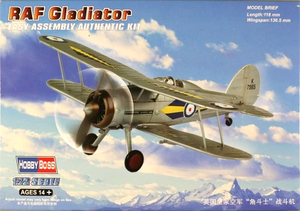RAF Gladiator - Easy Assembly Authentic Kit - HOBBY BOSS 1/72