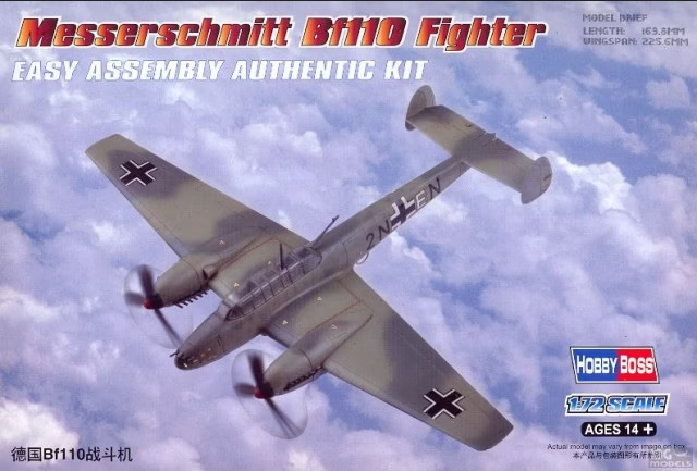 Messerschmitt Bf110 Fighter - Easy Assembly Authentic Kit - HOBBY BOSS 1/72