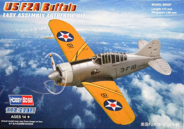 US F2A Buffalo - Easy Assembly Authentic Kit - HOBBY BOSS 1/72