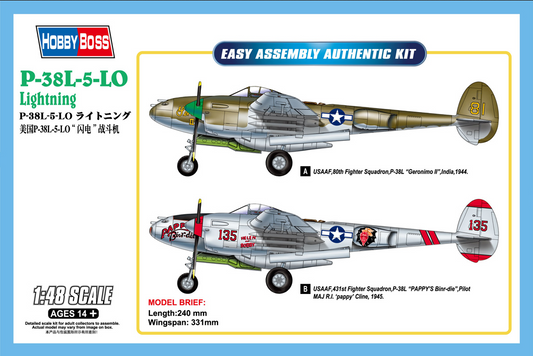 P-38L-5-LO Lightning - Easy Assembly Authentic Kit - HOBBY BOSS 1/48