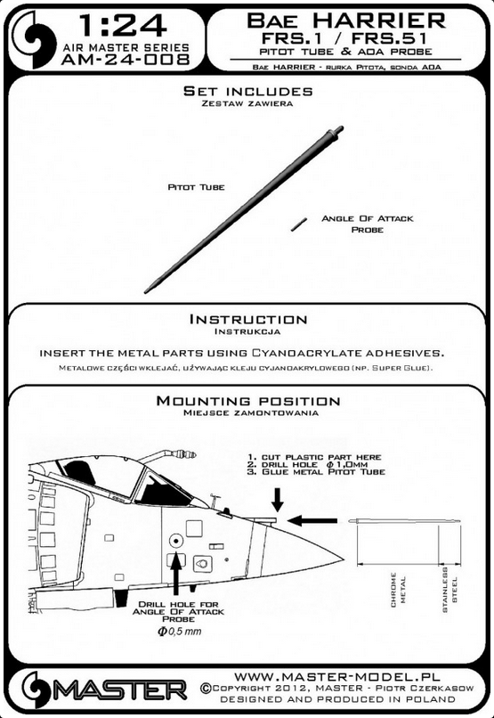 Harrier FRS.1 / FRS.51 - Pitot Tube & Angle of Attack Probe - MASTER MODEL 24-008