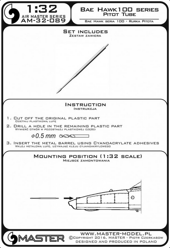 BAE Hawk 100 series Pitot Tube - MASTER MODEL 32-089