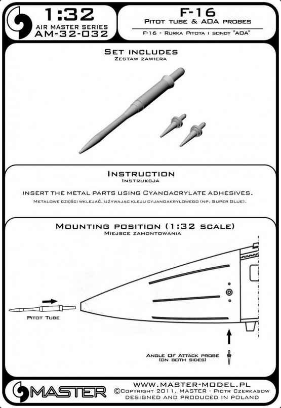 F-16 Pitot Tube & ADA Probes - MASTER MODEL 32-032