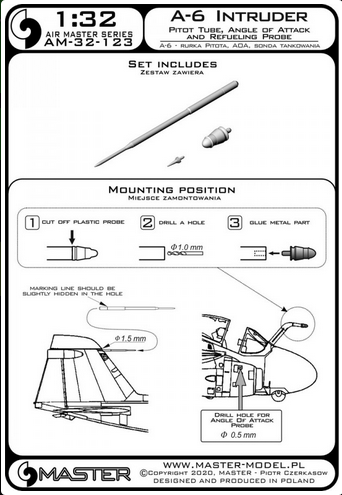 Grumman A-6 Intruder Angle Of Attack and Refueling probe - Pitot Tube and Refueling probe - MASTER MODEL 32-123