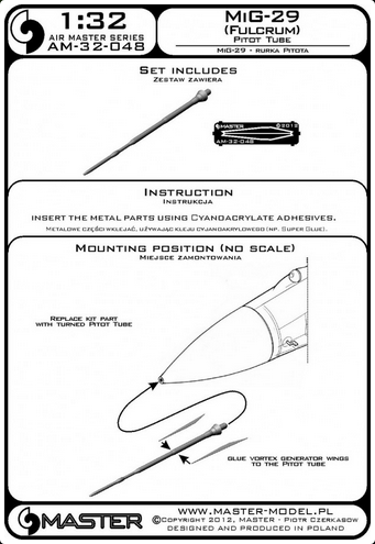 Mig-29 (Fulcrum) Pitot Tube - MASTER MODEL 32-048