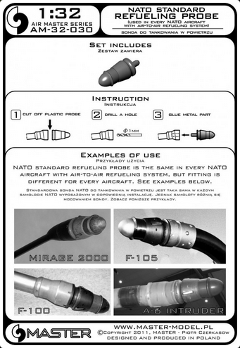 Nato Standard Refueling Probe (Used in Every Nato Aircraft with Air-to-Air Refueling System) - MASTER MODEL 32-030