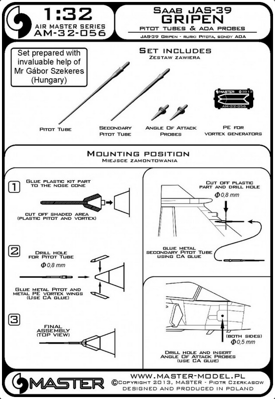 SAAB Jas-39 Gripen Pitot Tubes & ADA Probes - MASTER MODEL 32-056