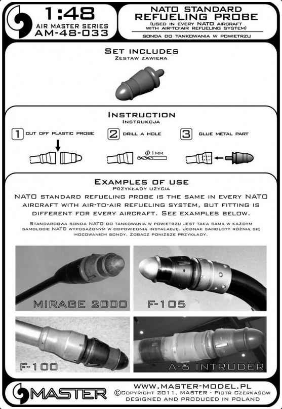 Nato Standard Refueling Probe (Used in Every Nato Aircraft with Air-to-Air Refueling System) - MASTER MODEL 48-033