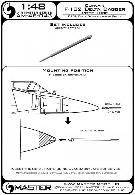 Convair F-102 Delta Dagger Pitot Tube - MASTER MODEL 48-043