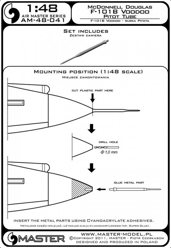McDonnell Douglas F-101B Voodoo Pitot Tube - MASTER MODEL 48-041