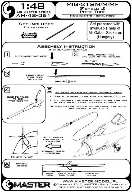 Mig-21 SM / M / MF (Fishbed J) Pitot Tube - MASTER MODEL 48-061