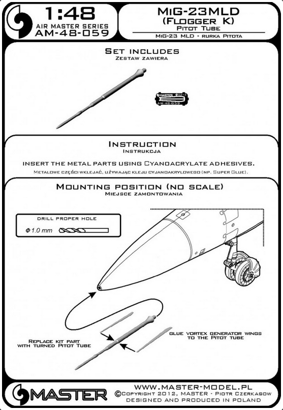 Mig-23 MLD (Flogger K) Pitot Tube - MASTER MODEL 48-059