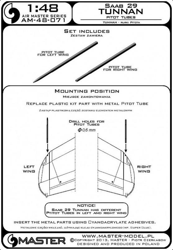 SAAB 29 Tunnan Pitot Tube - MASTER MODEL 48-071