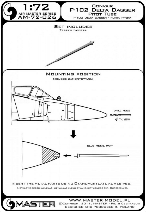 Convair F-102 Delta Dagger Pitot Tube - MASTER MODEL 72-026