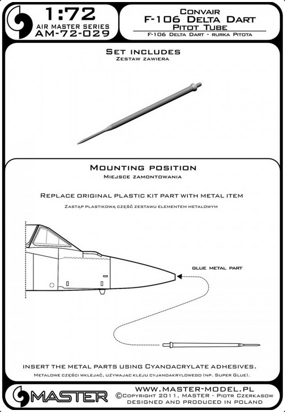 Convair F-106 Delta Dart Pitot Tube - MASTER MODEL 72-029