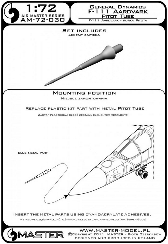 General Dynamics F-111 Aardvark Pitot Tube - MASTER MODEL 72-030