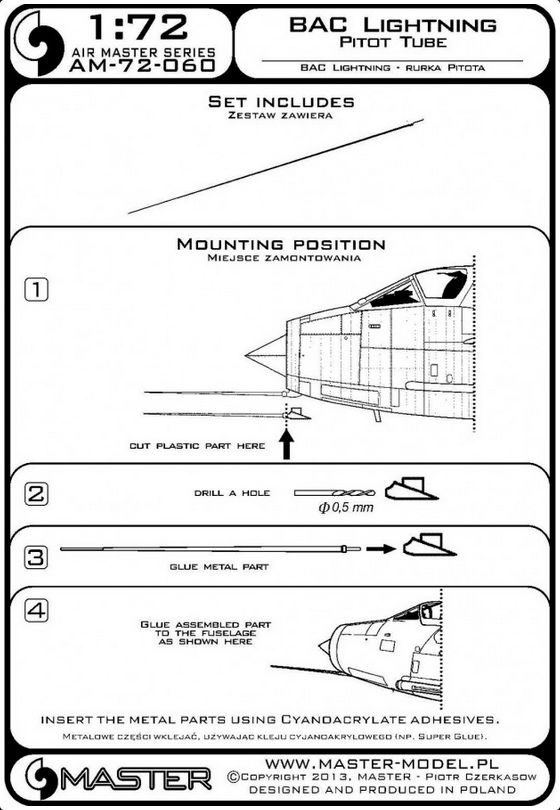 Bac Lightning Pitot Tube - MASTER MODEL 72-060