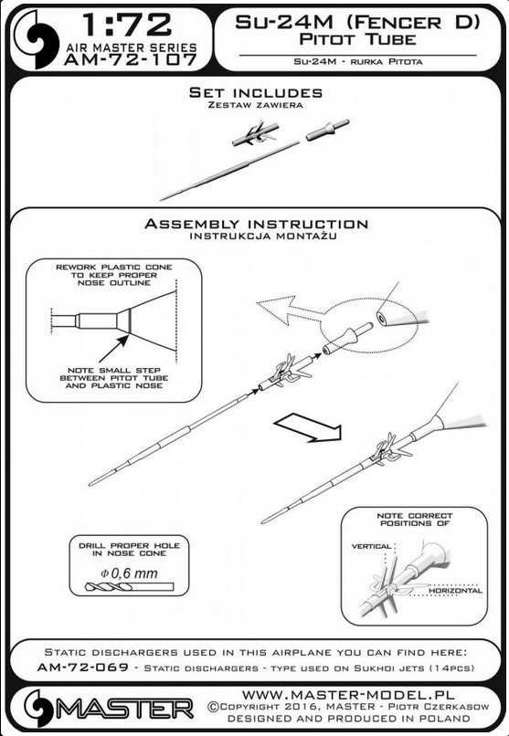 Su-24M (Fencer D) Pitot Tube - MASTER MODEL 72-107