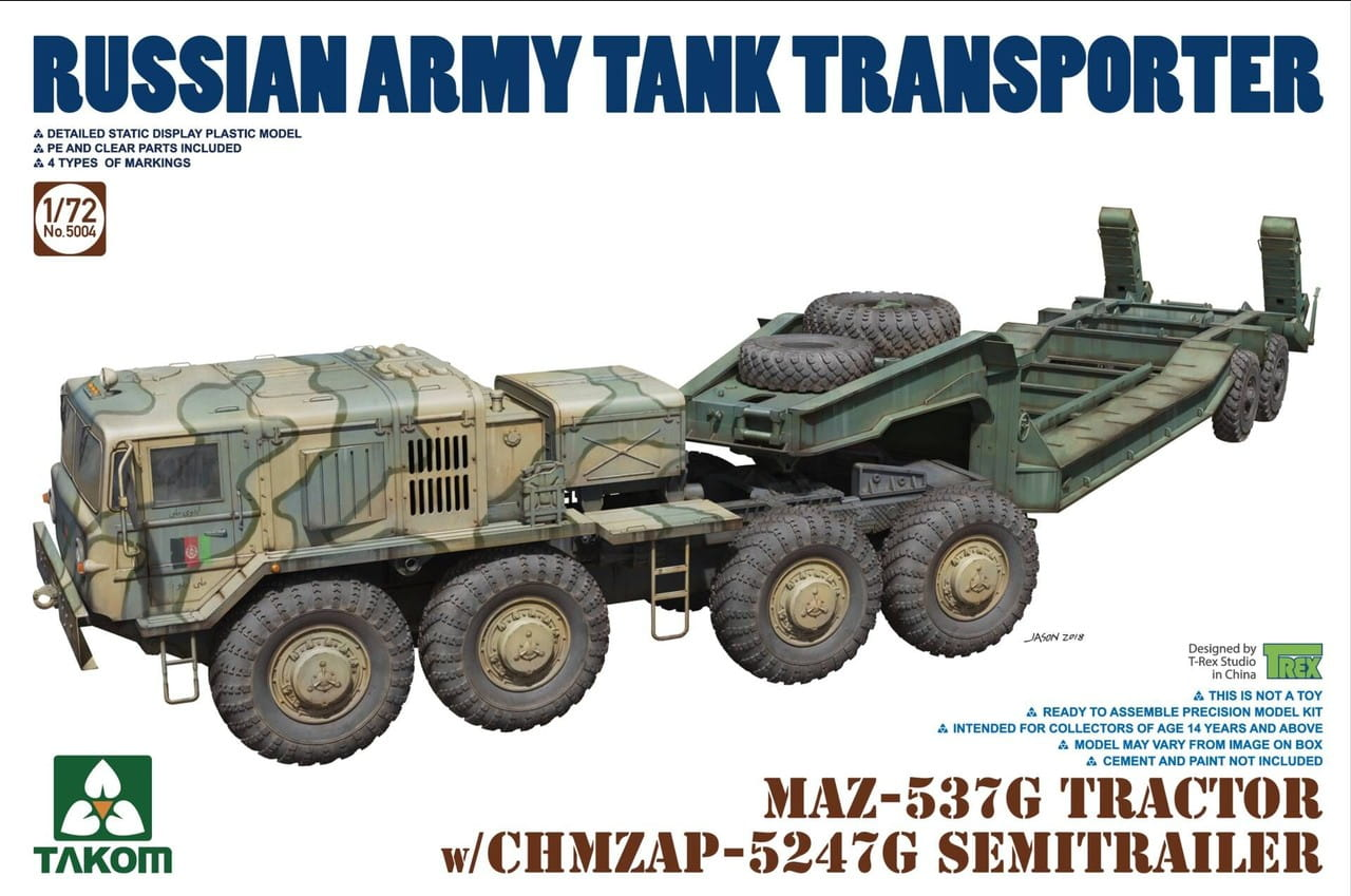 MAZ-537G Tractor w/ CHMZAP-5247G Semitrailer - Russian Army Tank Transporter - TAKOM 1/72