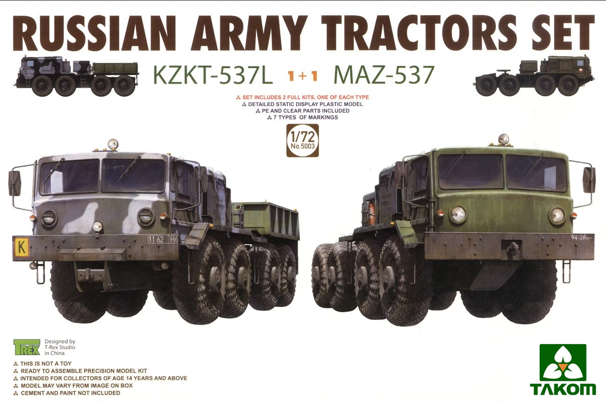 Russian Army Tractors Set KZKT-537L & MAZ-537 - TAKOM 1/72