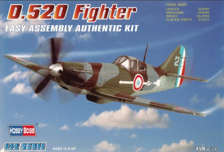 D.520 Fighter - Easy Assembly Kit - Hobby Boss 1/72
