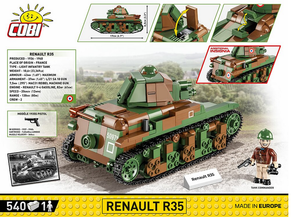 Renault R35 (2 in 1) - 540 pièces / 1 figurine - COBI