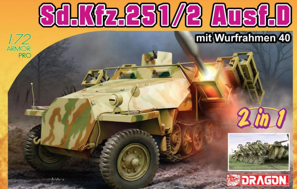 Sd.Kfz.251/2 Ausf.D mit Wurfrahmen 40 (2 en 1) - DRAGON / CYBER HOBBY 1/72