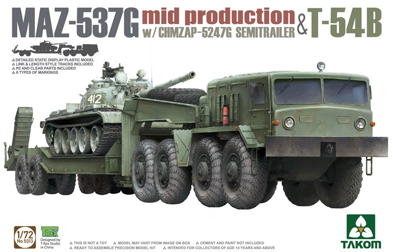 MAZ-537G mid production with CHMZAP-5247G Semitrailer & T-54B - TAKOM 1/72