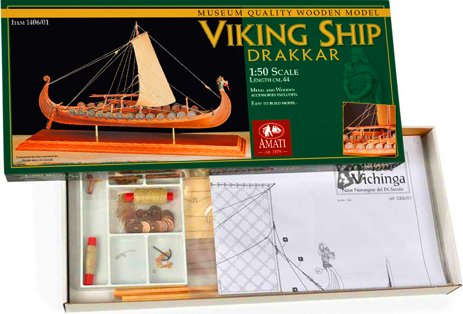 Drakkar Viking / Nave Vichinga Drakkar IX Secolo (9th Century) - AMATI 1/50