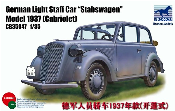 German Light Staff Car "Stabswagen" Model 1937 (Cabriolet) - BRONCO 1/35