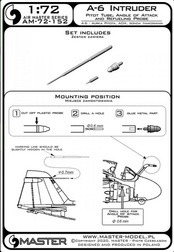 A-6 Intruder - Pitot Tube, Angle Of Attack and Refueling probe - MASTER MODEL 72-152