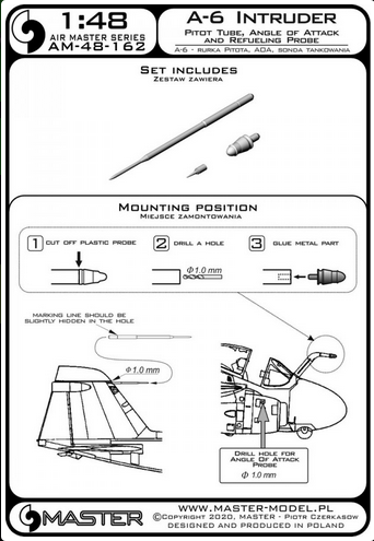 A-6 Intruder - Pitot Tube, Angle Of Attack and Refueling probe - MASTER MODEL 48-162