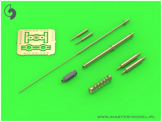 AH-64 Apache - M230 Chain Gun barrel (30mm), Pitot Tubes and tail antenna (resin, PE and turned parts) - MASTER MODEL AM-35-002